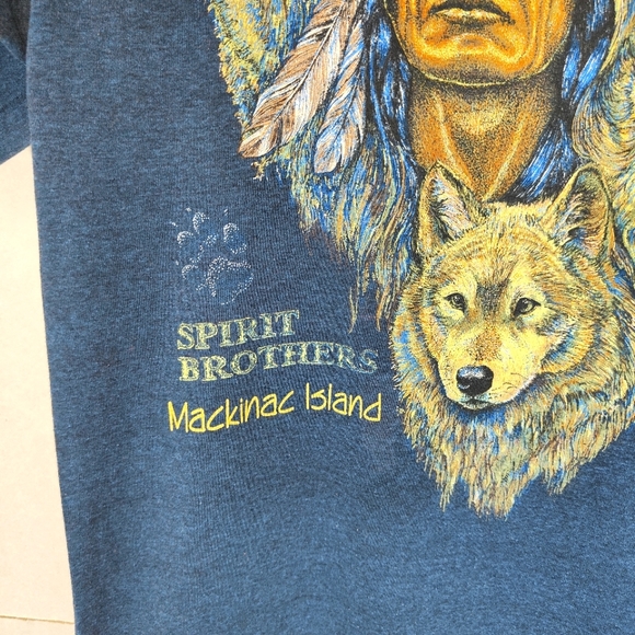 Eagle Kansas City T-Shirt Vintage Size M Single Stitch Made in US Blue Wolf 90s - Picture 3 of 9